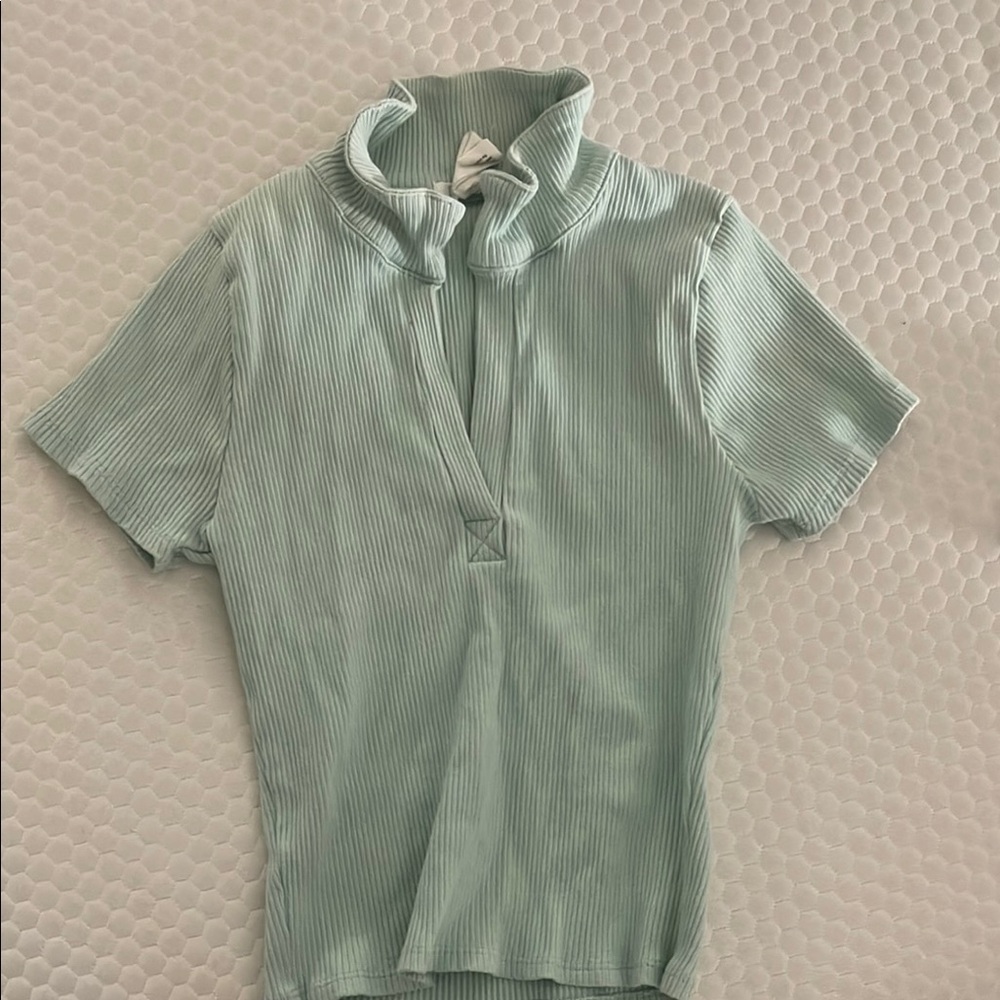 Mint Green Ribbed Short Sleeve Top